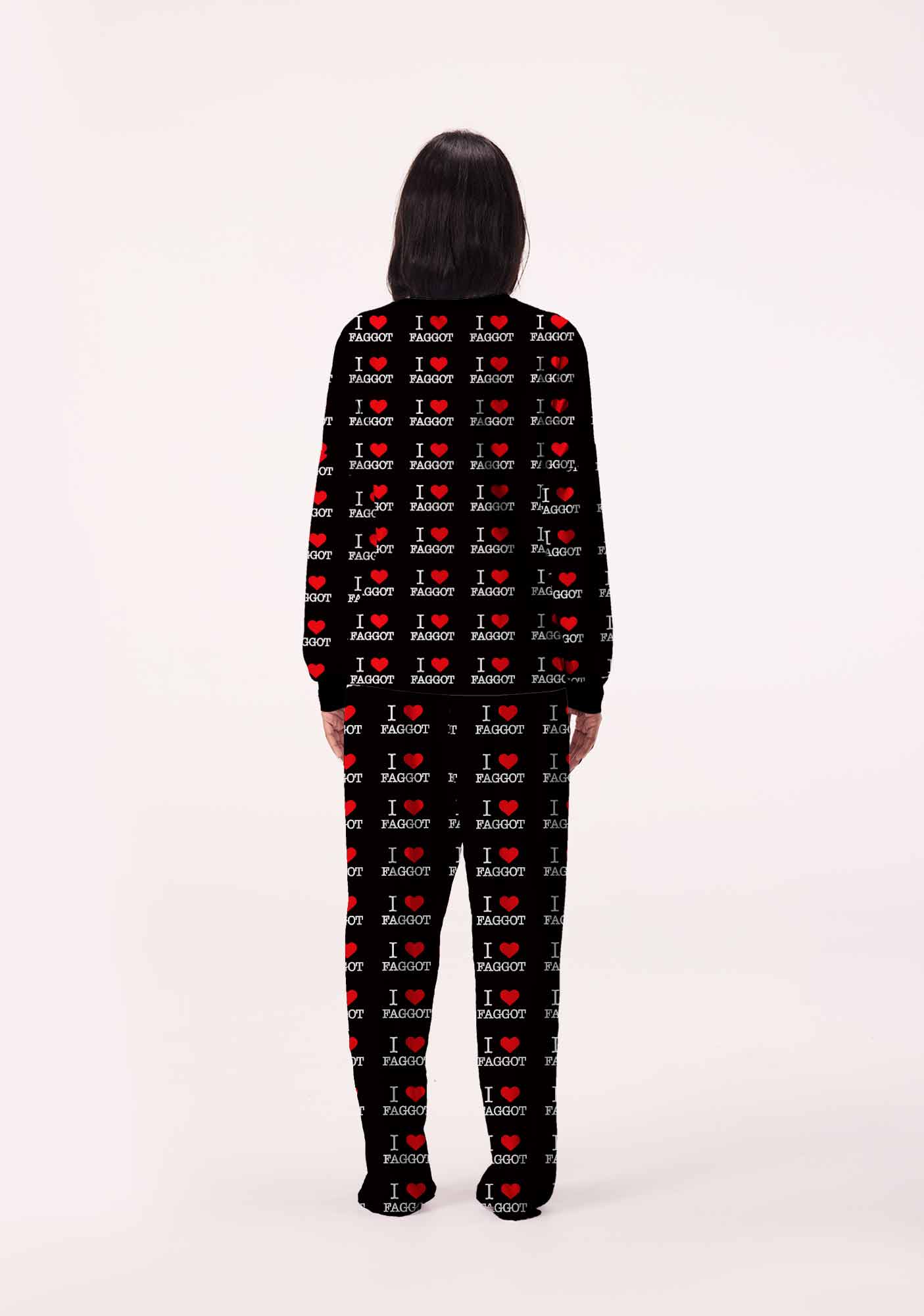 I Love Faggot Valentine's Day Y2K Print Long Sleeve Pajama Set Cherrykitten