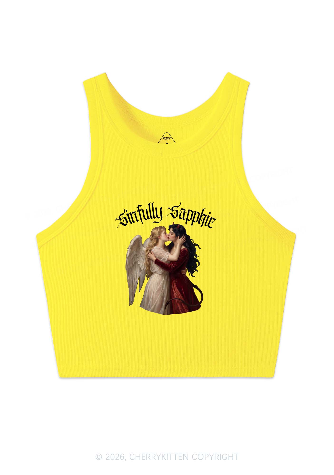 Sinfully Sapphic Pride Y2K Crop Tank Top Cherrykitten