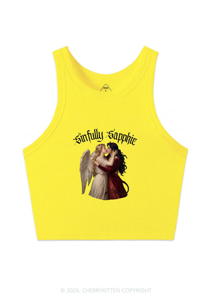 Sinfully Sapphic Pride Y2K Crop Tank Top Cherrykitten