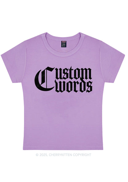 Curvy Custom Text Gothic Font Y2K Baby Tee Cherrykitten