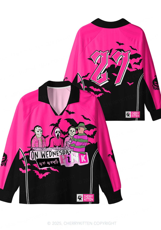 Halloween Custom We Wear Pink Y2K Sport Long Sleeve Jersey Shirts Cherrykitten