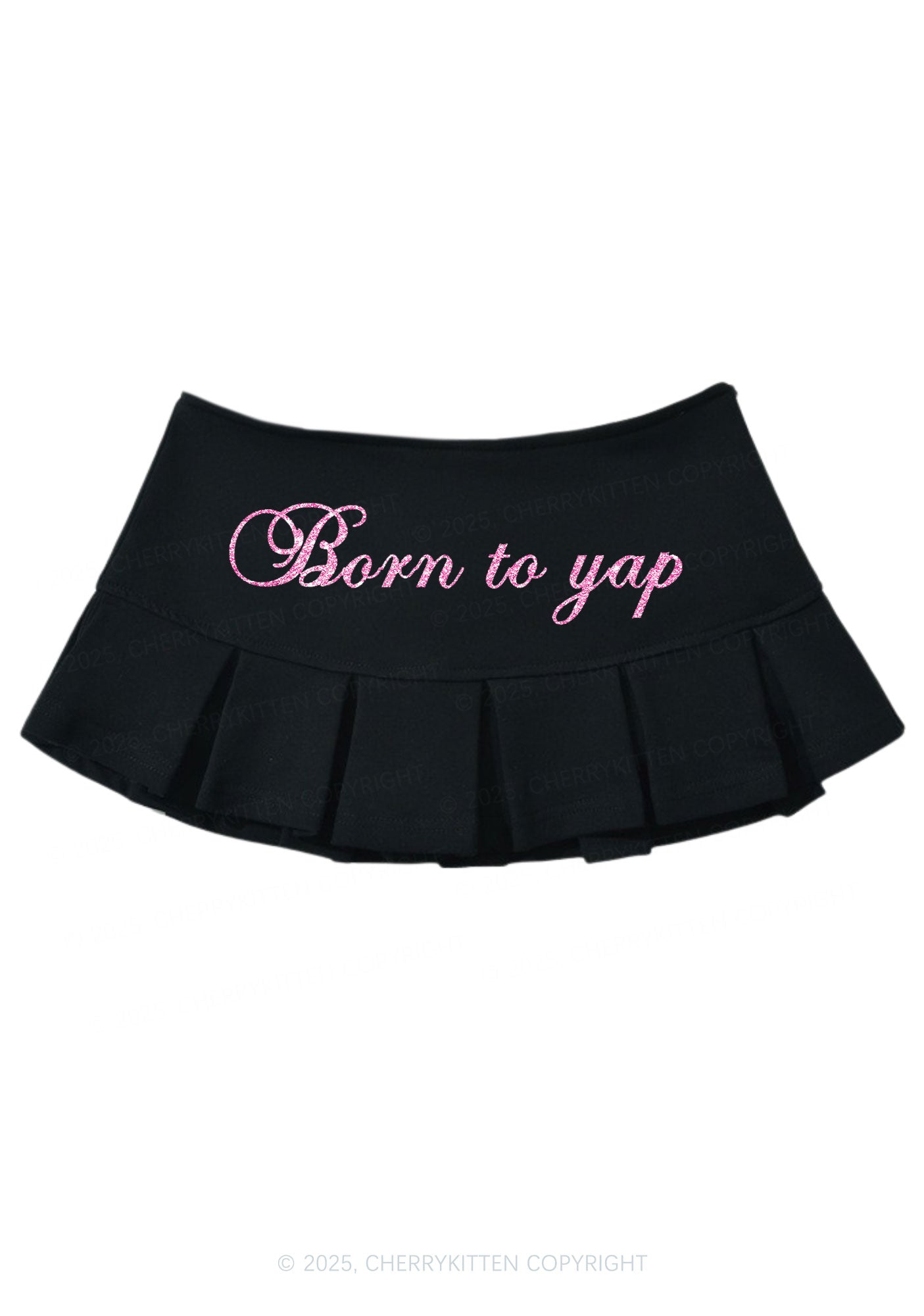 Glitter Born To Yap Y2K Mini Pleated Skirts Cherrykitten