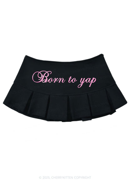 Glitter Born To Yap Y2K Mini Pleated Skirts Cherrykitten