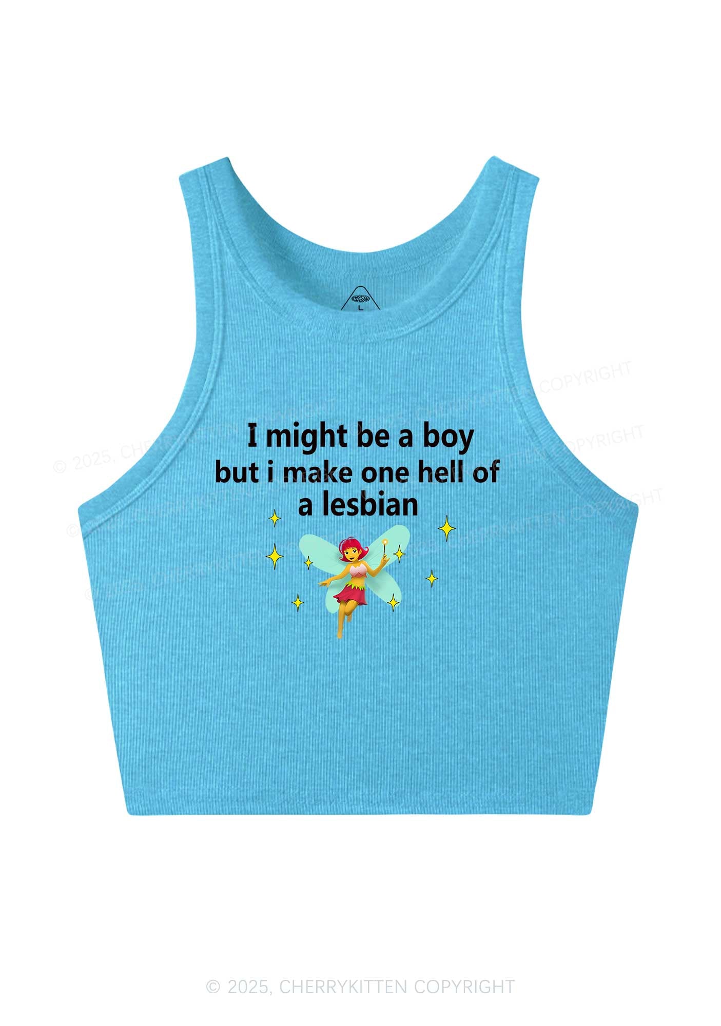Make Hell Of Lesbian Y2K Crop Tank Top Cherrykitten