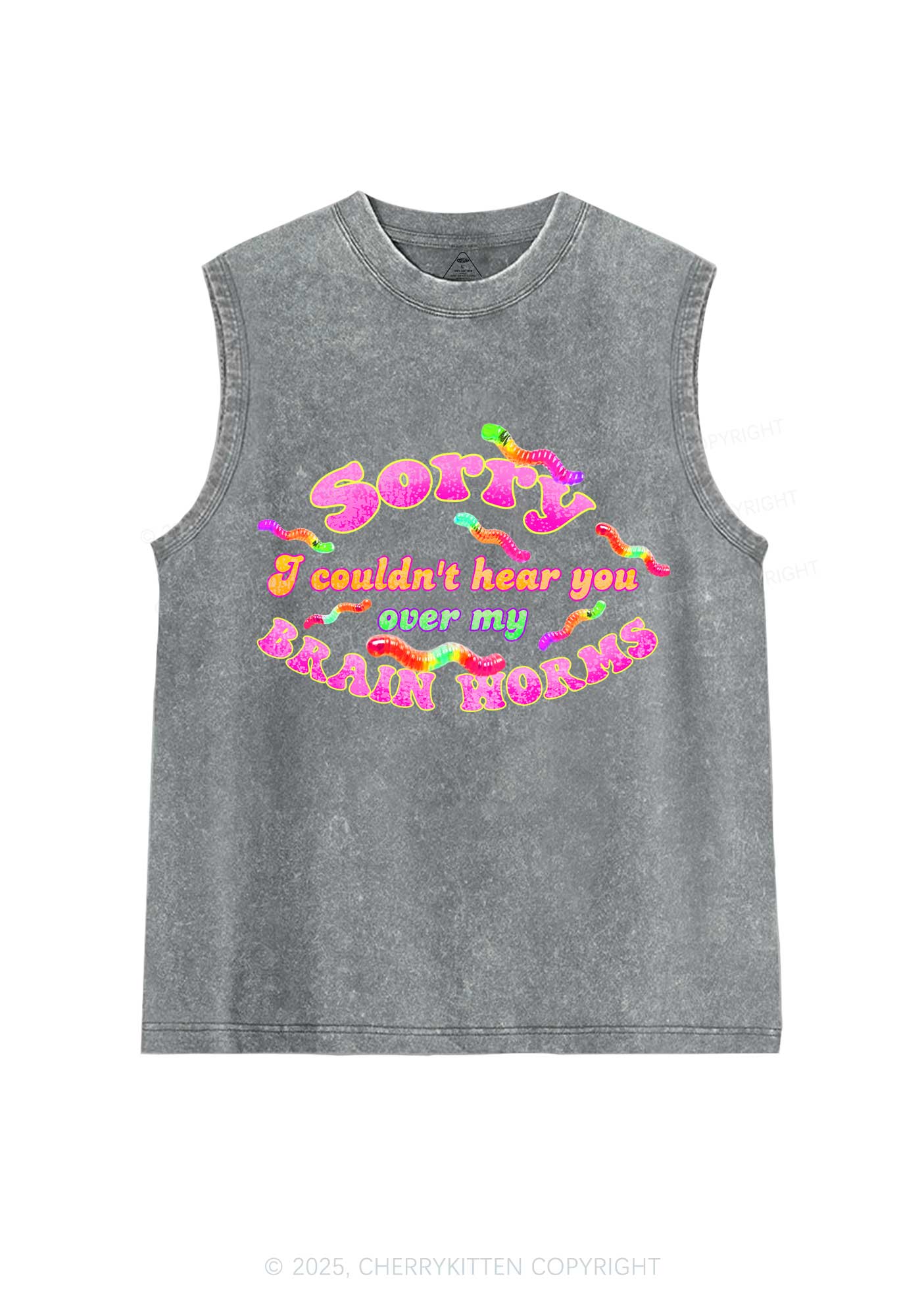 Brain Worms Y2K Washed Muscle Tank Cherrykitten
