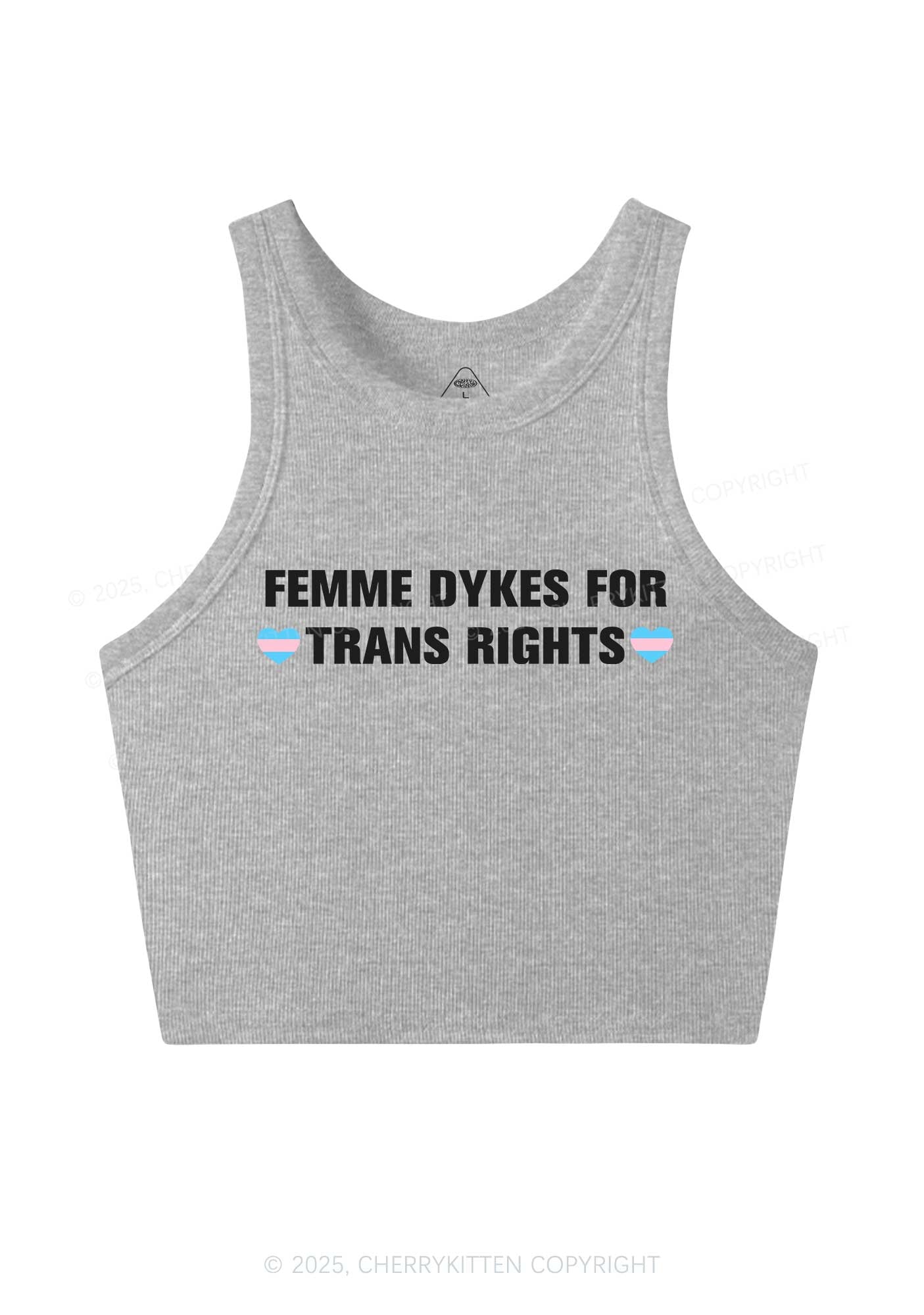 Femme Dykes For Trans Rights Y2K Crop Tank Top Cherrykitten