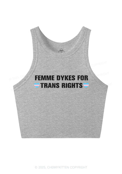 Femme Dykes For Trans Rights Y2K Crop Tank Top Cherrykitten