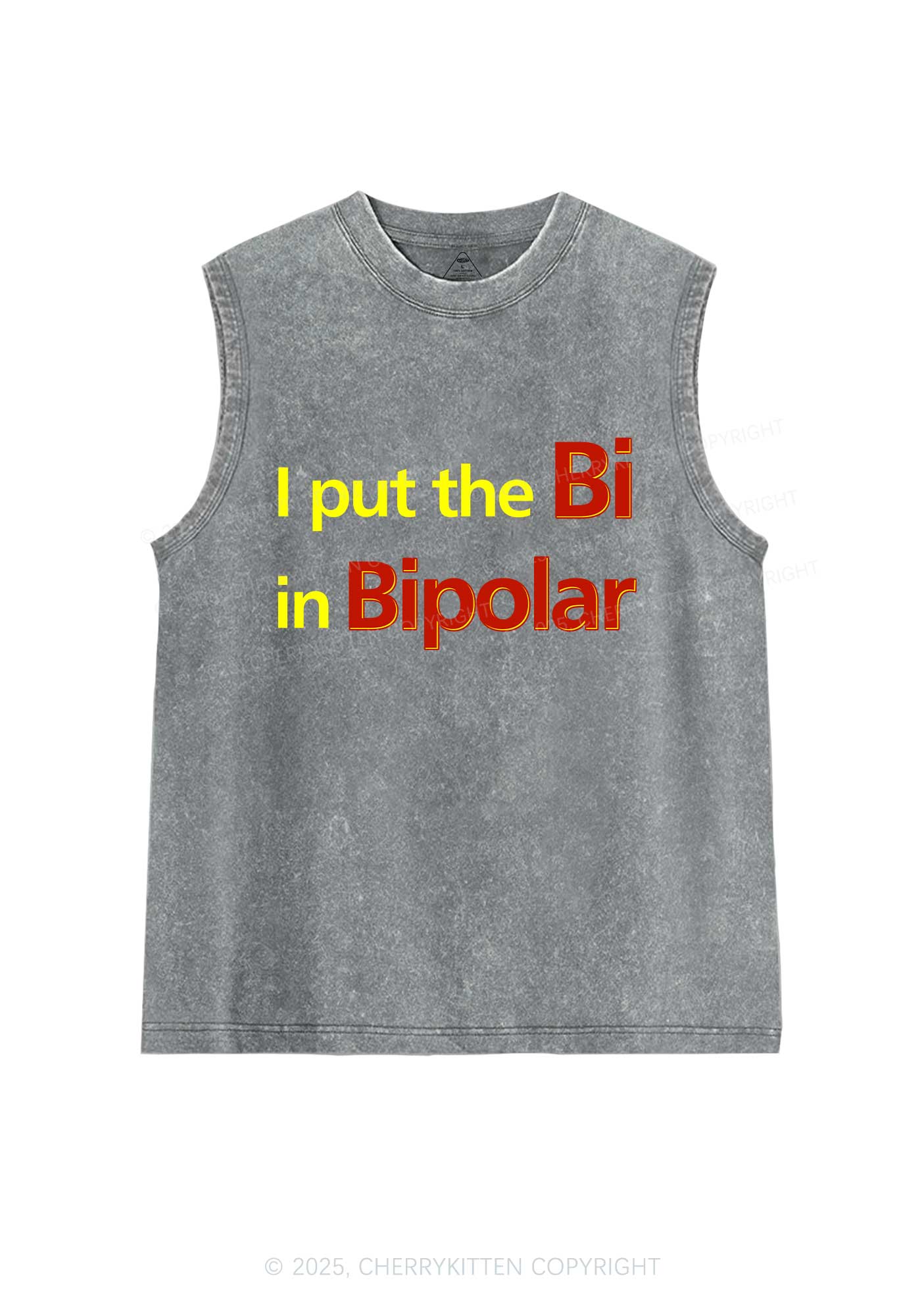 Bi In Bipolar Y2K Washed Muscle Tank Cherrykitten