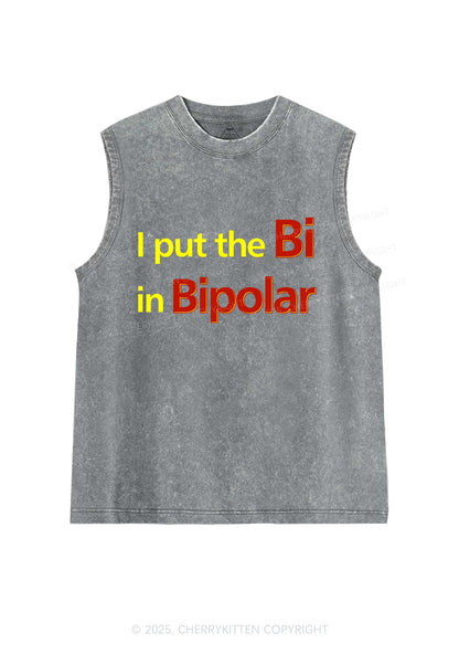 Bi In Bipolar Y2K Washed Muscle Tank Cherrykitten