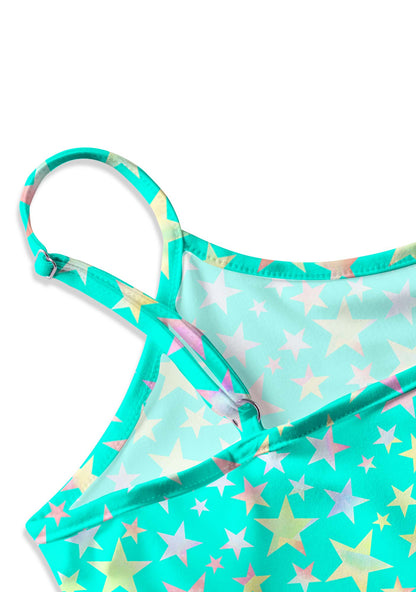 Blue Alpha Male Star Y2K Print Slip Dress Cherrykitten