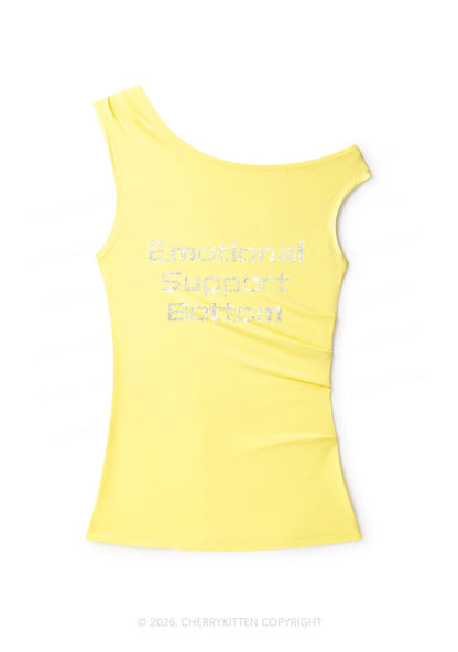 Rhinestone Emotional Support Bottom Pride Y2K Off Shoulder Tank Top Cherrykitten