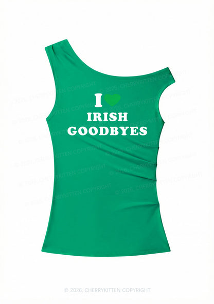 I Love Irish Goodbyes St Patricks Y2K Off Shoulder Tank Top Cherrykitten