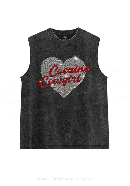 Rhinestone Cola Cowgirl Y2K Washed Muscle Tank Cherrykitten