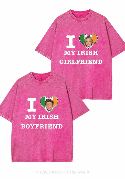 Custom My Irish BF GF Y2K Valentine's Day Washed Tee Cherrykitten