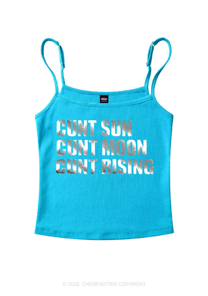 Cxxt Sun Moon Rising Silver Foil Printed Y2K Spaghetti Strap Cami Cherrykitten