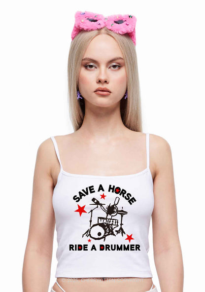 Save Horse Ride Drummer Y2K Spaghetti Strap Cami Cherrykitten