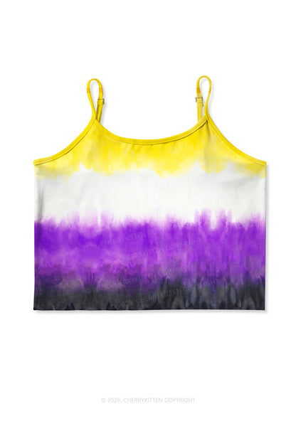 Nonbinary Tie Dye Pride Y2K Print Cami Crop Top Cherrykitten