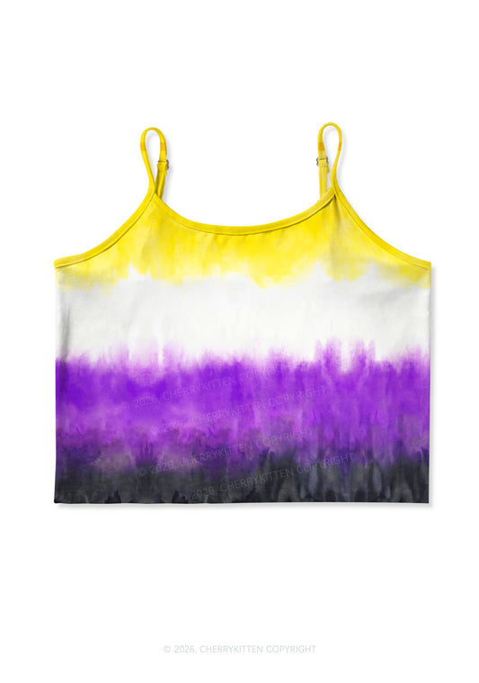 Nonbinary Tie Dye Pride Y2K Print Cami Crop Top Cherrykitten