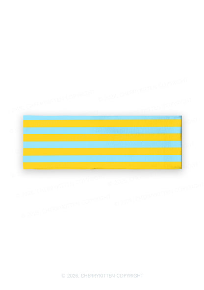 Blue And Yellow Stripes Y2K Print Headband Cherrykitten