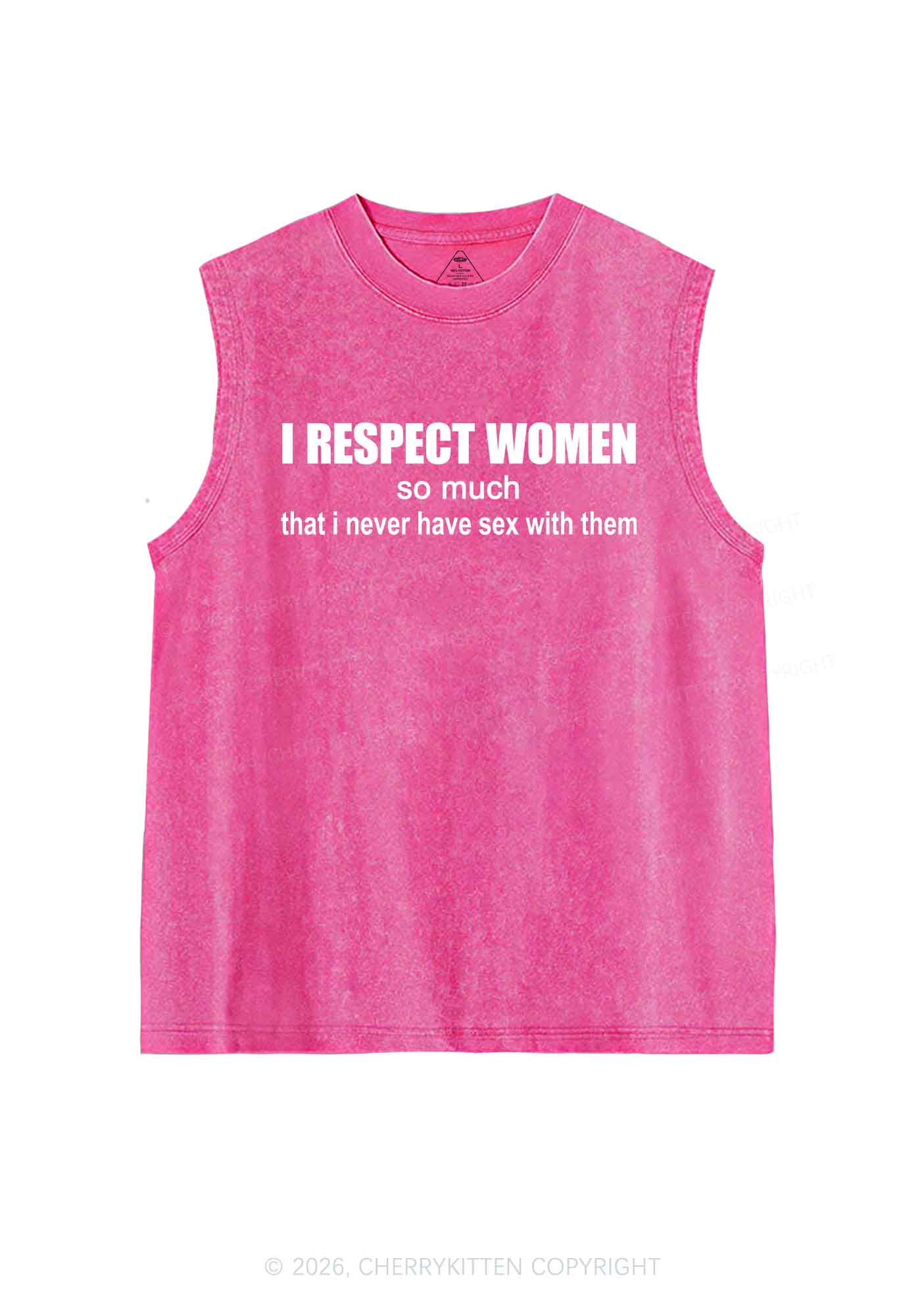 I Respect Women Pride Y2K Washed Muscle Tank Cherrykitten