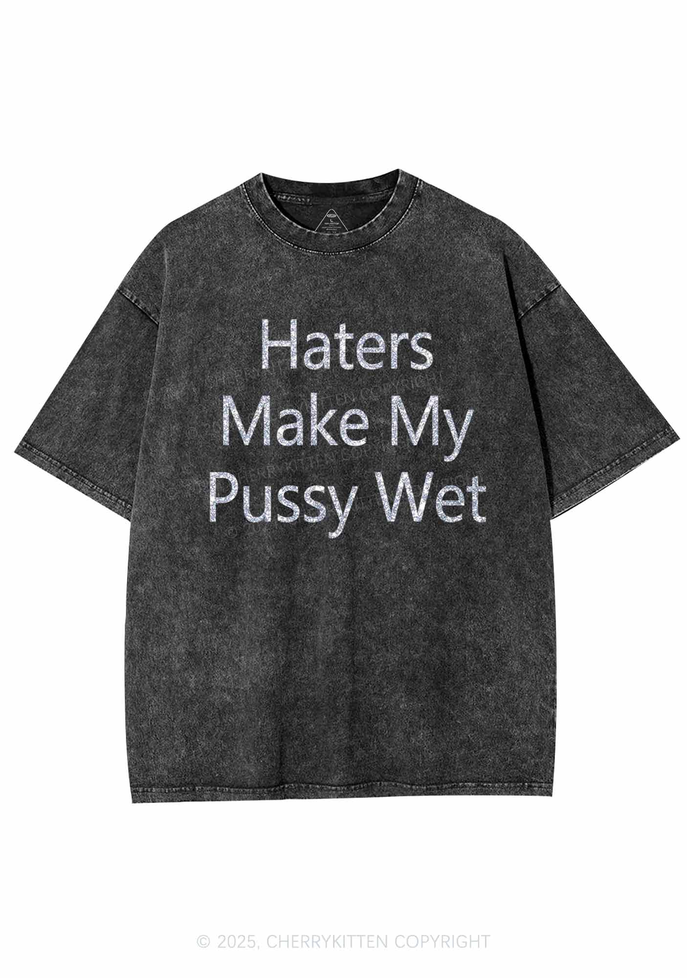 Glitter Haters Make My Puxxy Wet Y2K Shirts Washed Tee Cherrykitten