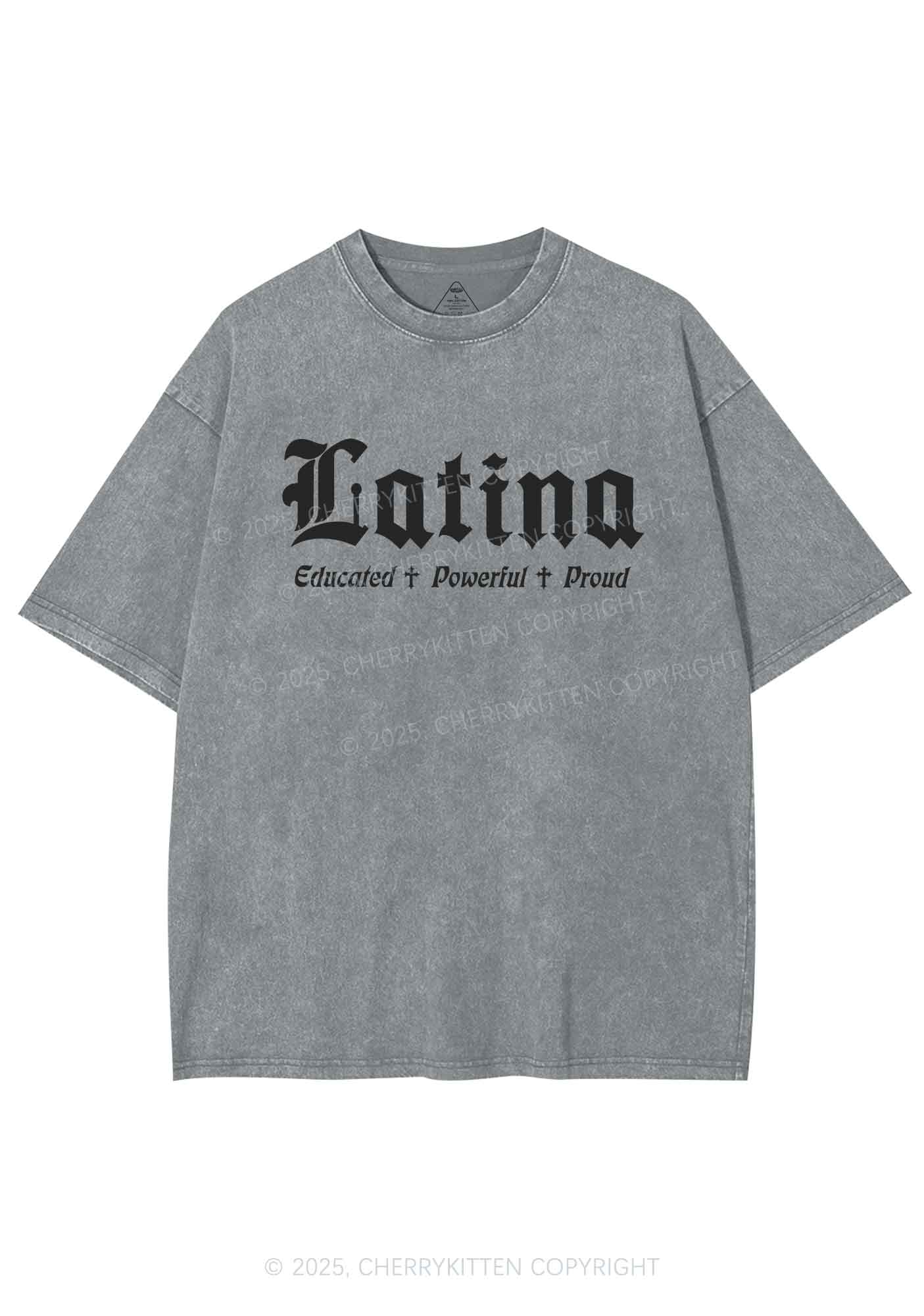 Educated Powerful Proud Latina Y2K Washed Tee Cherrykitten