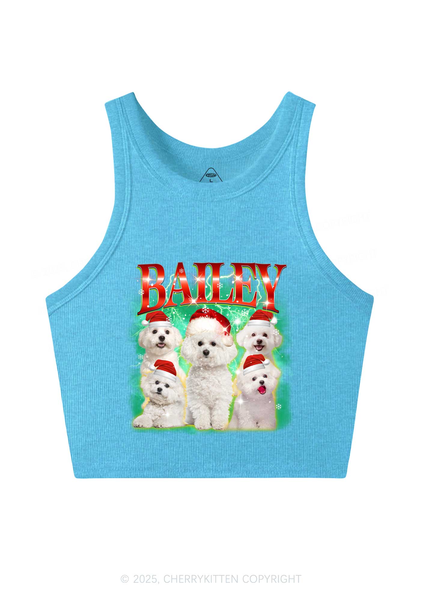 Custom Christmas Puppy Y2K Crop Tank Top Cherrykitten