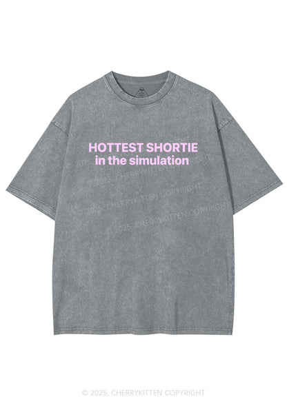 Hottest Shortie In The Simulation Y2K Shirts Washed Tee Cherrykitten