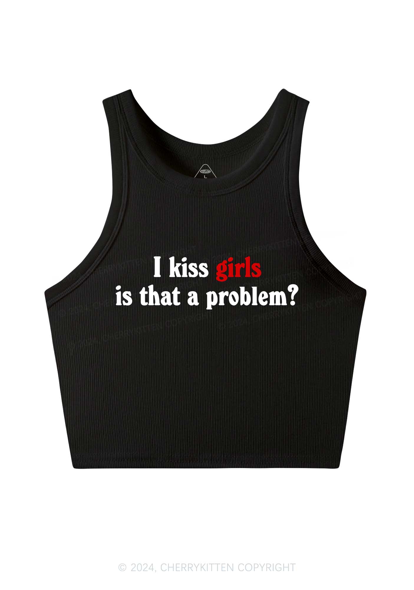 I Kiss Girls Y2K Crop Tank Top Cherrykitten