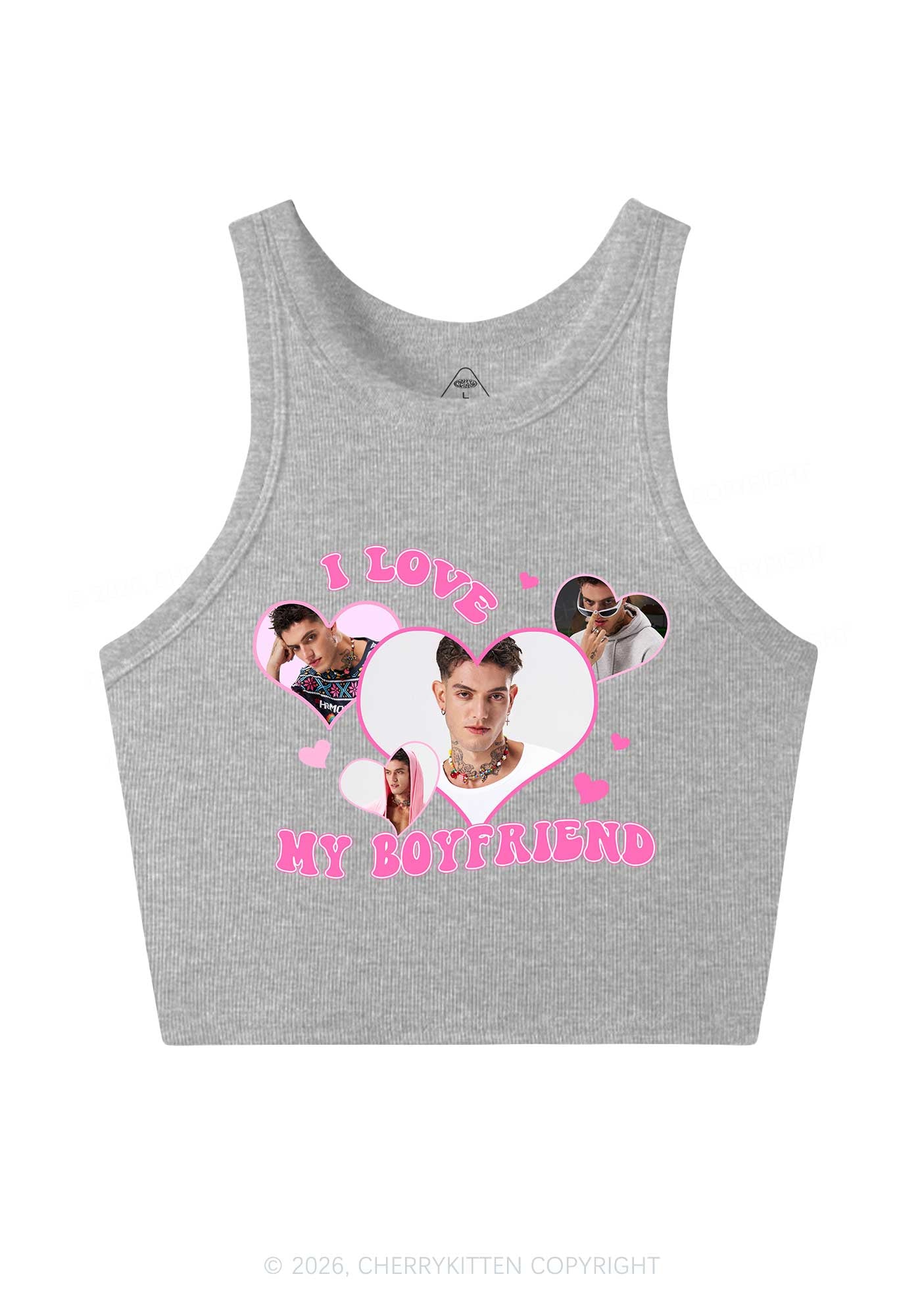 Custom I Love My BF GF Valentine's Day Y2K Crop Tank Top Cherrykitten