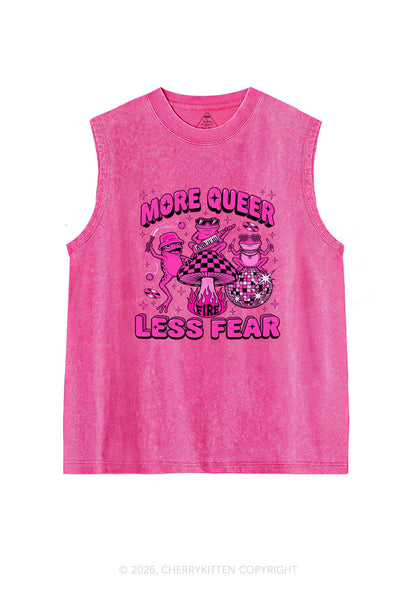More Queer Less Fear Pride Y2K Washed Muscle Tank Cherrykitten