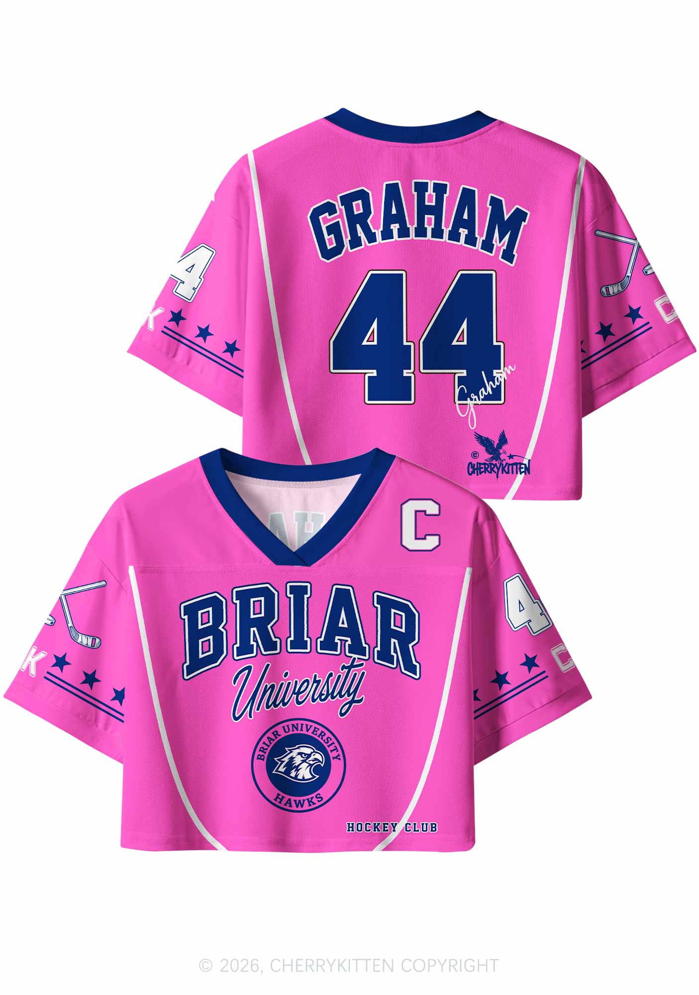 Pink Hockey Team GG Y2K Crop Sport Jersey Shirts Cherrykitten