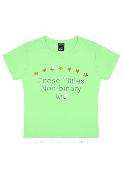 Rhinestone Txtties Nonbinary Too Y2K Baby Tee Cherrykitten
