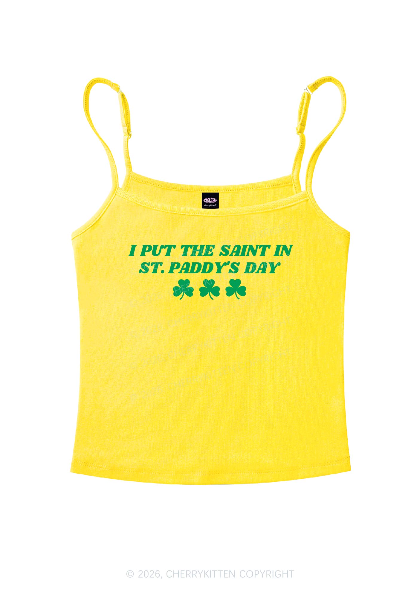 I Put The Saint In St Patricks Y2K Spaghetti Strap Cami Cherrykitten