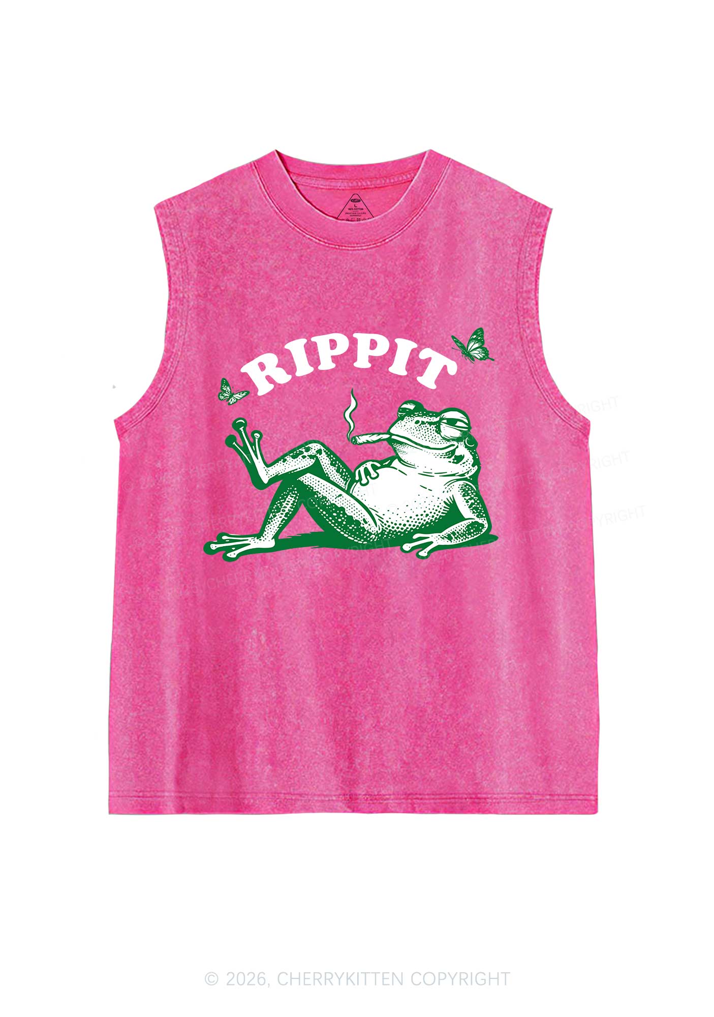Rippit Frog Y2K Washed Muscle Tank Cherrykitten