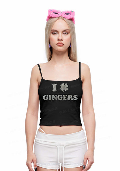 Rhinestone I Love Gingers St Patricks Y2K Spaghetti Strap Cami Cherrykitten