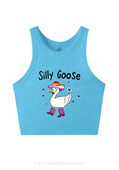 Silly Goose Lesbian Pride Y2K Crop Tank Top Cherrykitten