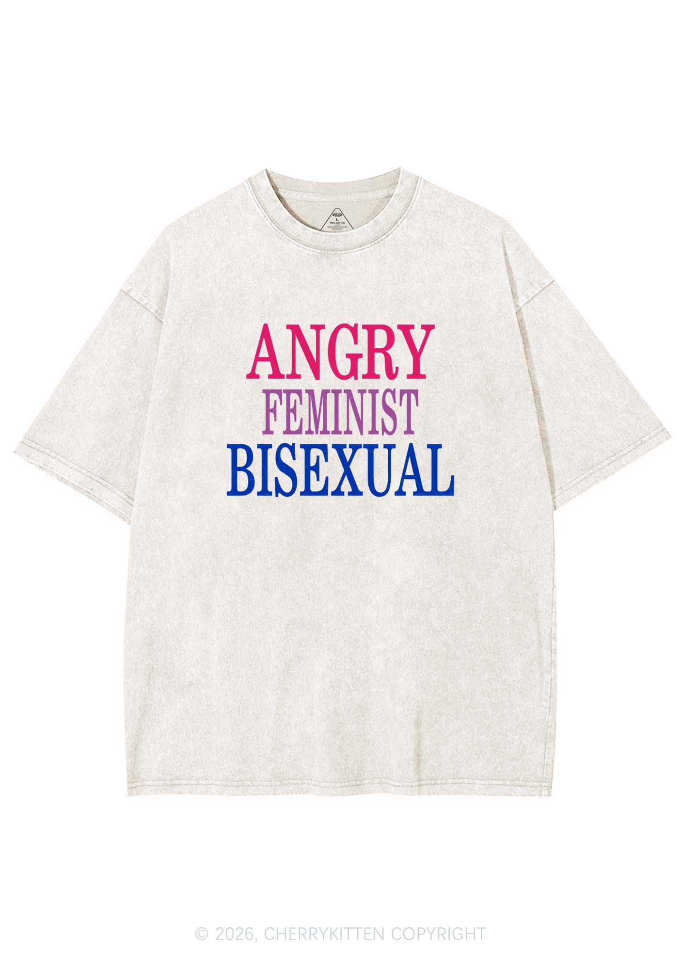 Angry Feminist Bisexual Pride Y2K Shirts Washed Tee Cherrykitten