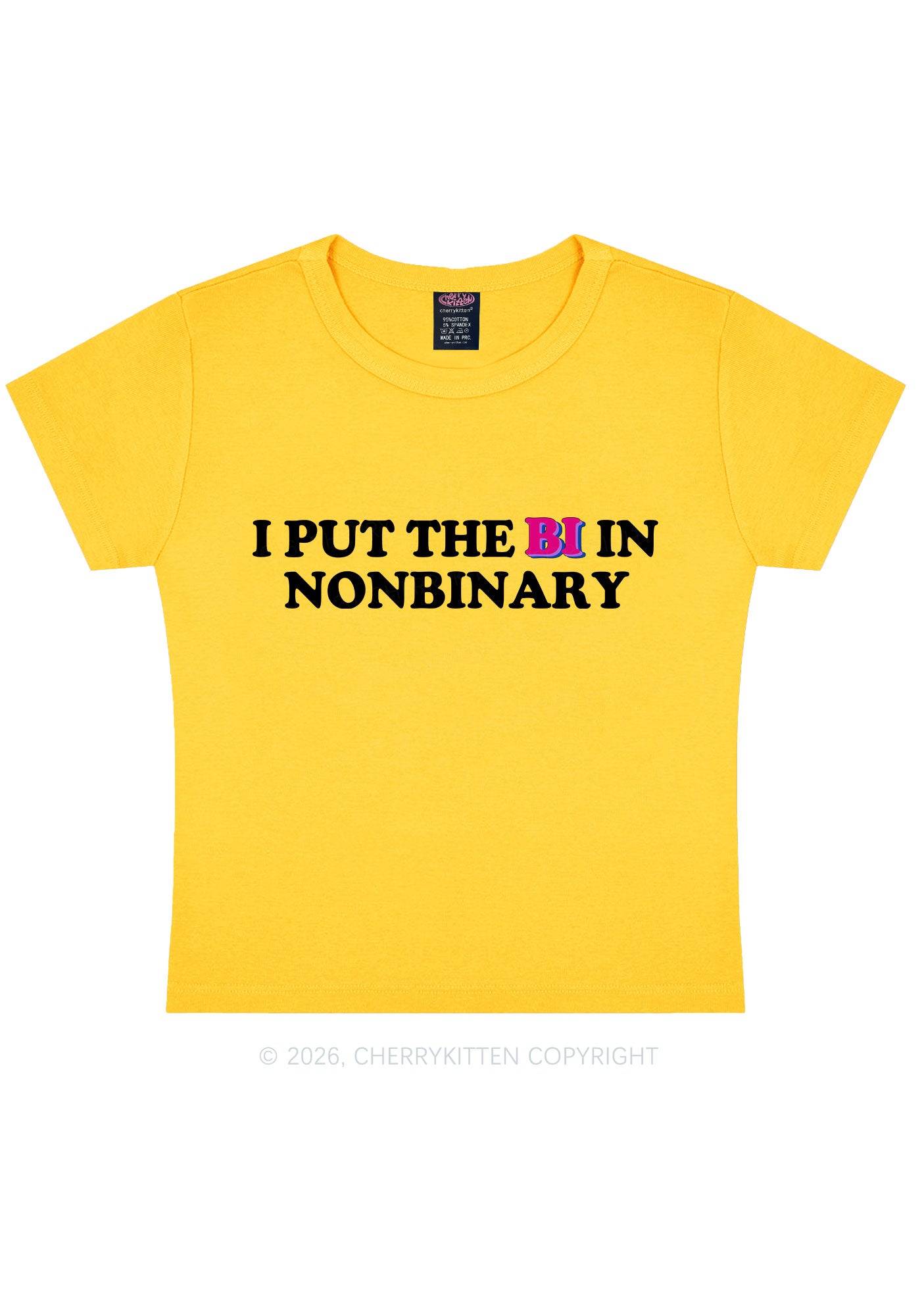 I Put The Bi In Nonbinary Pride Y2K Baby Tee Cherrykitten