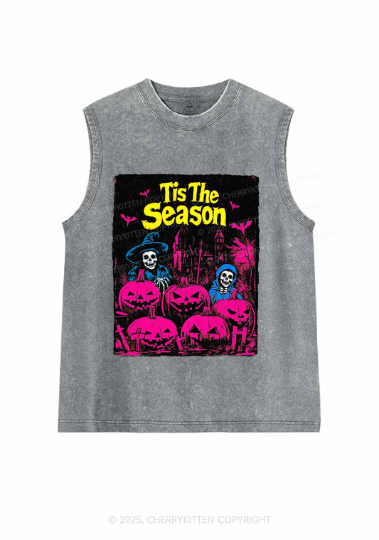 Halloween Tis The Season Skull Y2K Washed Muscle Tank Cherrykitten