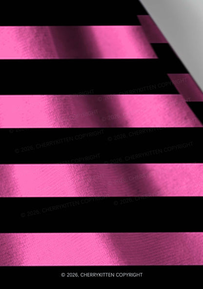 Pink And Black Stripes Y2K Print Headband Cherrykitten