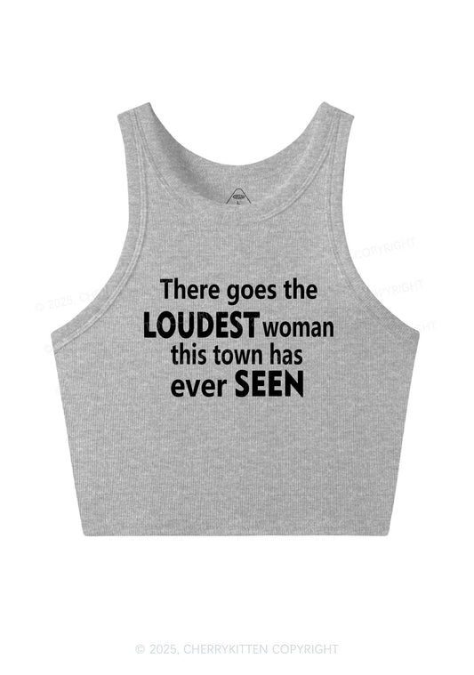 Loudest Woman This Town Y2K Crop Tank Top Cherrykitten