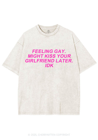 Kiss Your GF Later Pride Y2K Shirts Washed Tee Cherrykitten