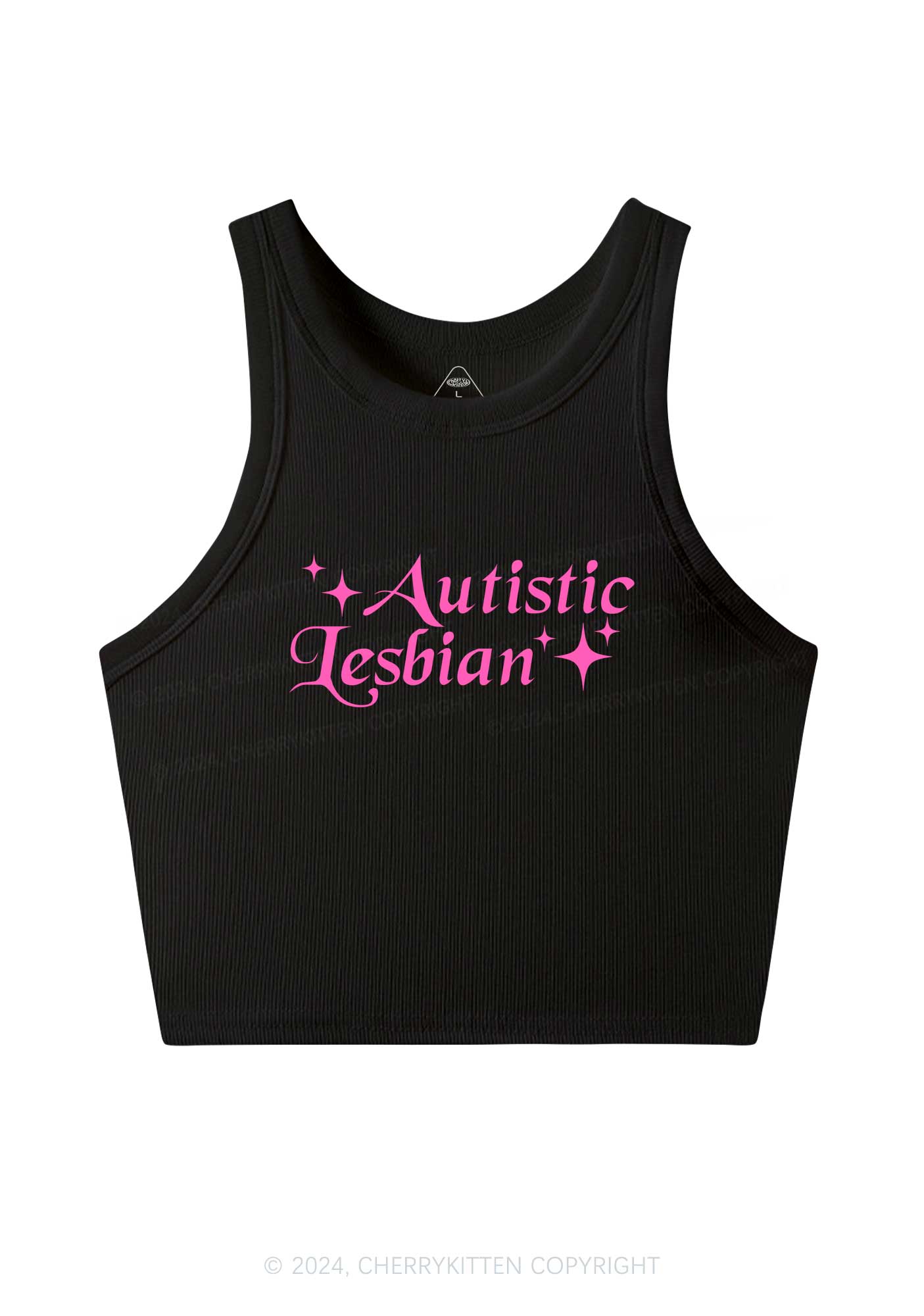 Autistic Lesbian Y2K Crop Tank Top Cherrykitten