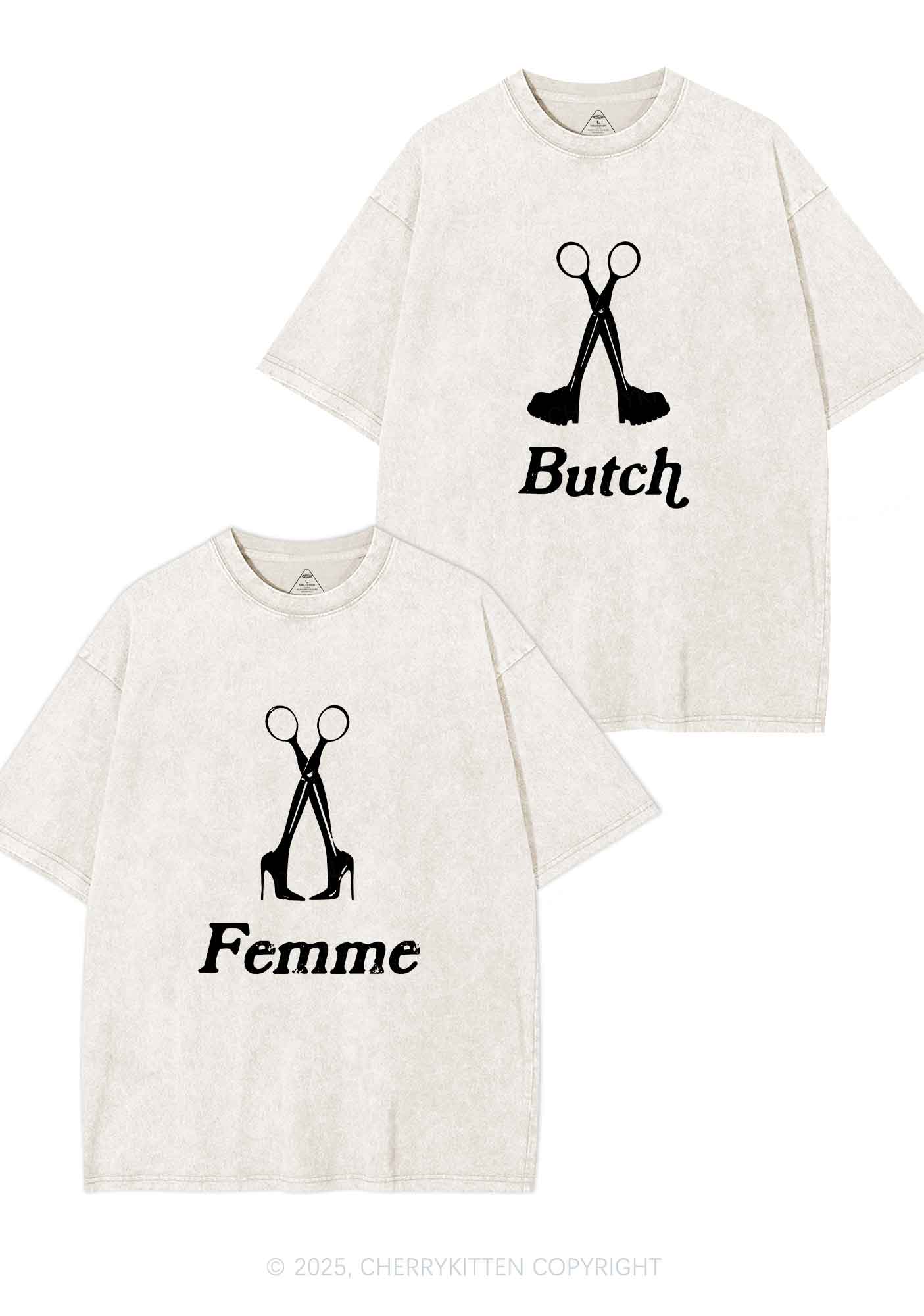 Femme Butch Scissors Y2K Valentine's Day Washed Tee Cherrykitten