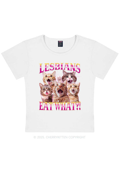 Funny Lesbian Cat Y2K Baby Tee Cherrykitten