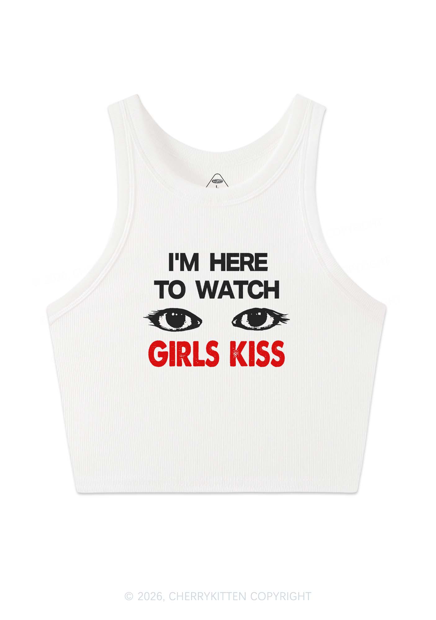 Im Here To Watch Girls Kiss Pride Y2K Crop Tank Top Cherrykitten