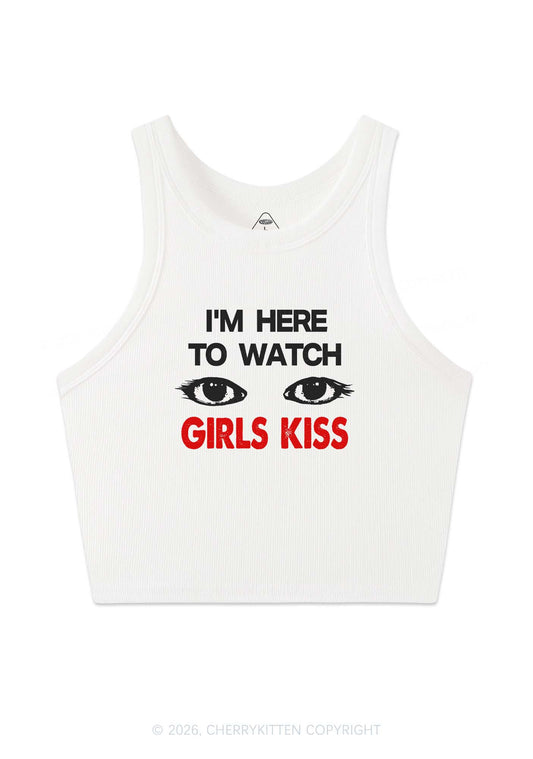 Im Here To Watch Girls Kiss Pride Y2K Crop Tank Top Cherrykitten