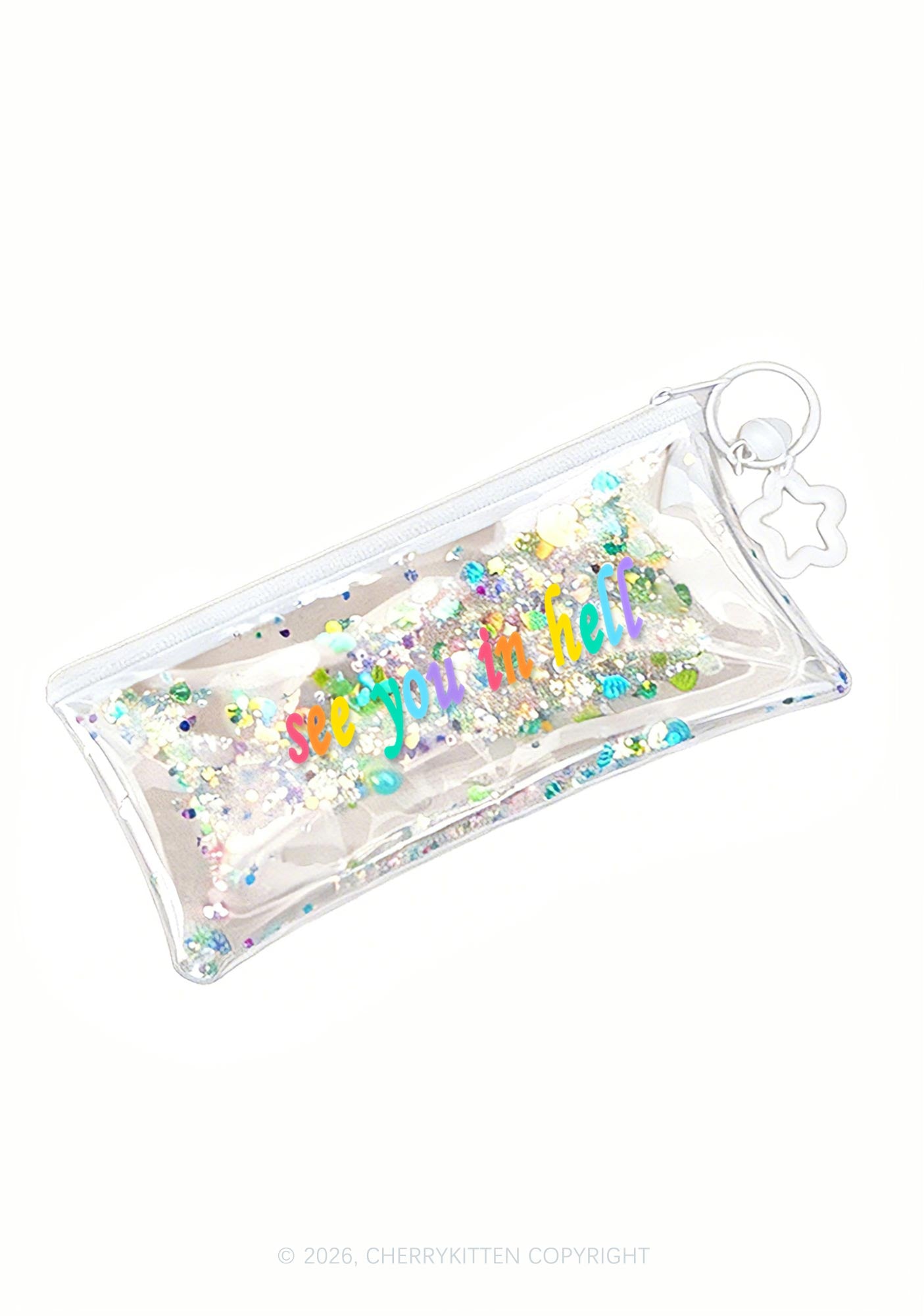 See You In Hell Pride Y2K Quicksand Transparent Pencil Pouch Cherrykitten