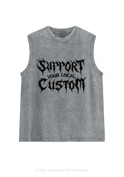 Custom Support Your Local Y2K Washed Muscle Tank Cherrykitten